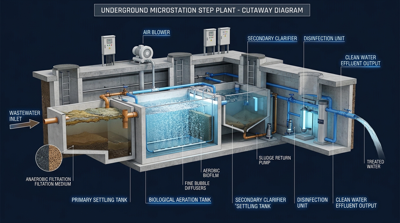 Le Schéma et les 5 Étapes de Traitement des Eaux Usées